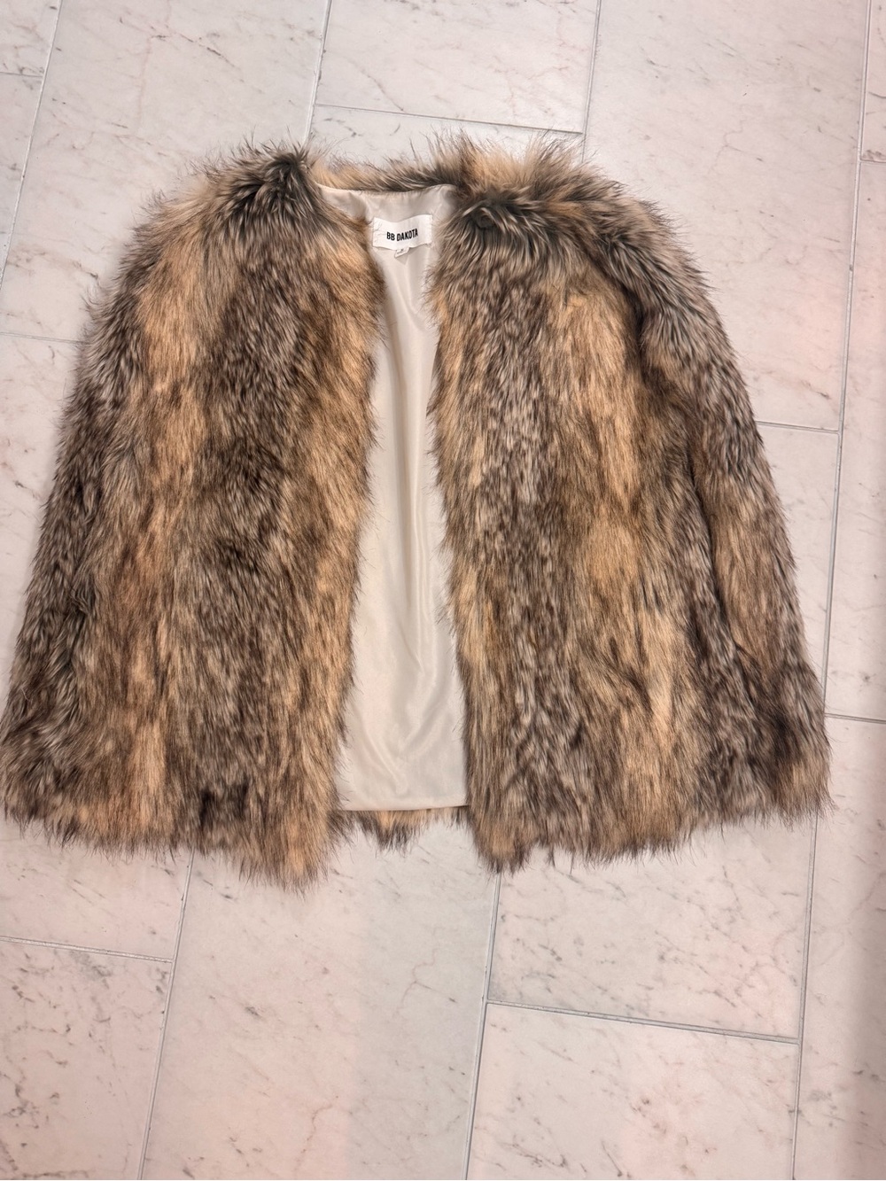 BB Dakota Faux Fur Coat in Brown and Cream Tones